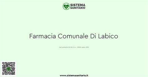 Farmacia Comunale Di Labico A Labico RM SistemaSanitario It