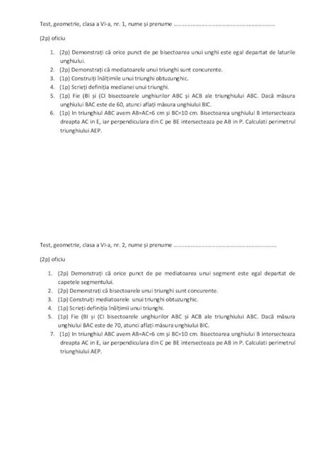 Pdf Test Clasa A Vi A Geometrie Matebr Weebly Uploads