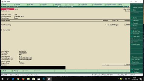 Automobile Service Invoice TDL For Tally ERP 9