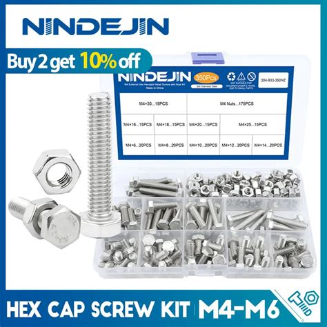 Nindejin Lengthen External Hex Hexagon Head Bolt Set Full Thread M4 M5