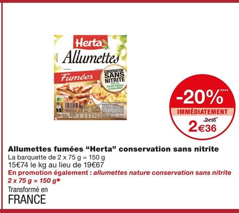 Promo Herta Allumettes Fum Es Conservation Sans Nitrite Chez Monoprix