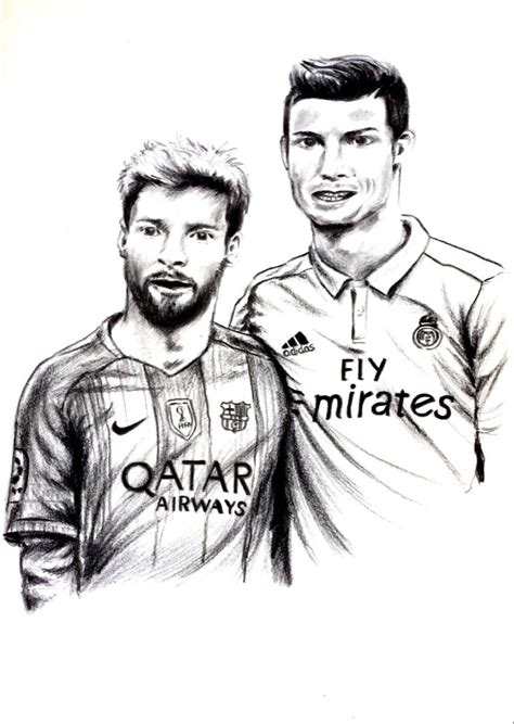 Cristiano Ronaldo And Lionel Messi Sketching