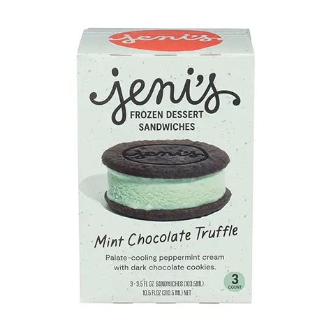 Jeni S Ice Cream Mint Chocolate Truffle Frozen Dessert Sandwiches