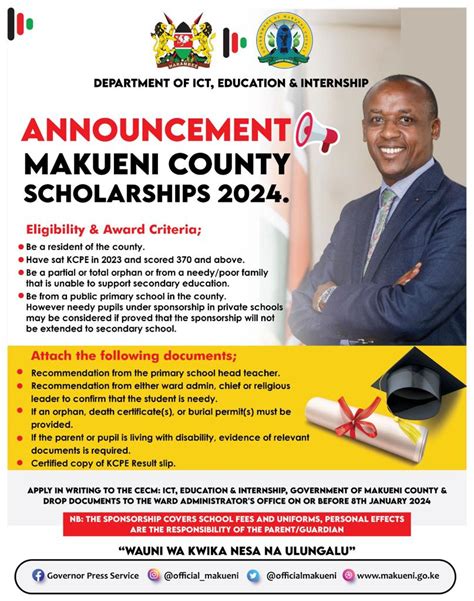 MAKUENI COUNTY SCHOLARSHIPS 2024 Government Of Makueni County