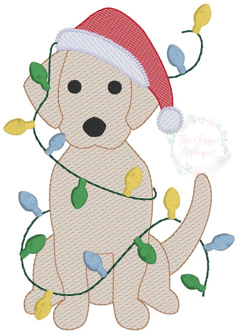 Christmas puppy dog sketch fill machine embroidery design file by The ...