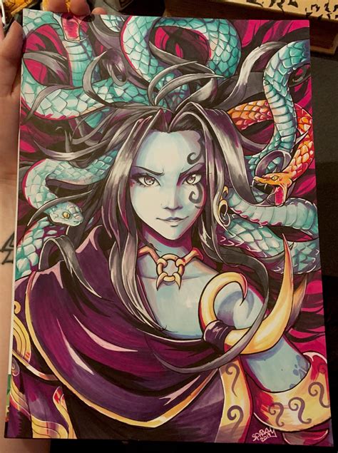 I drew Medusa fan art with copic markers : r/KiDIcaruS