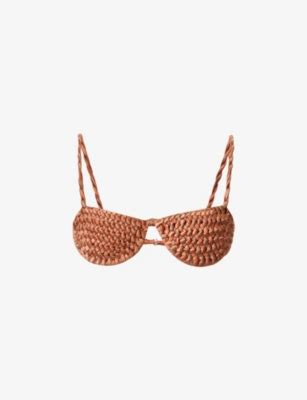 Isa Boulder Twisted Trim Half Cup Bikini Top Selfridges
