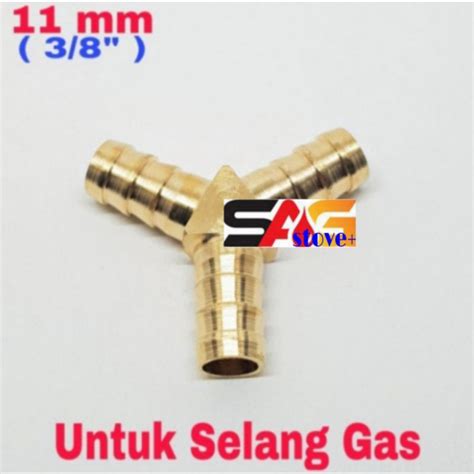 Jual 11 Mm Nepel Cabang 3 Y 3 8 Inch KUNINGAN Sambungan Selang Gas Air