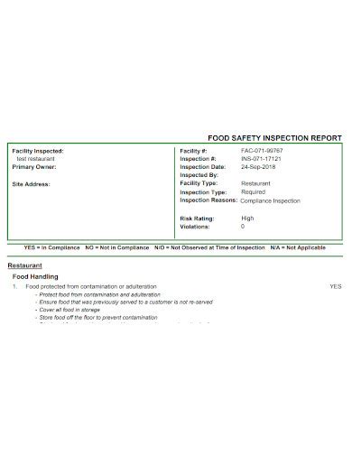 Free 10 Food Safety Report Samples Audit Achievement Rating Scheme