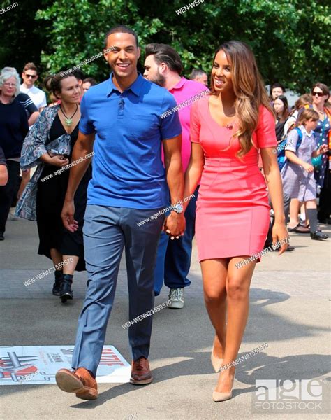 Rochelle and Marvin Humes outside on the Southbank filming This Morning Featuring: Rochelle and ...