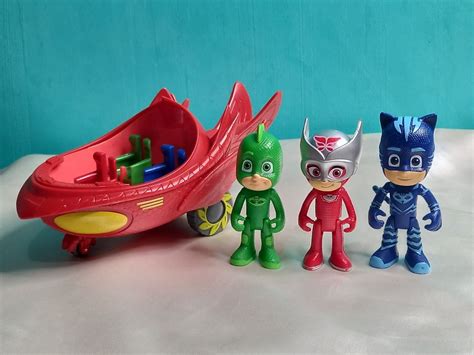 Pj Mask Vehicle Owl Glider With Owlette Catboy And Gekko Figure