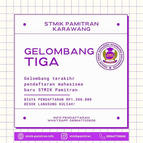 Gelombang Tiga Pendaftaran Mahasiswa Baru Stmik Pamitran Karawang Tahun