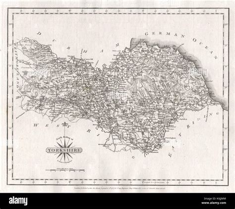 North Riding Of Yorkshire Antique Map By John Cary 1787 Old Chart Stock