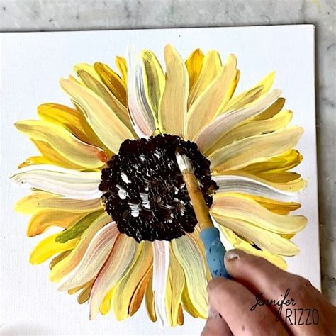 How To Paint A Sunflower Easy DIY For Beginners With One Brush