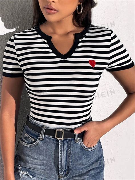 Shein Ezwear Camiseta De Verano De Corte Ajustado Con Mangas Cortas Y