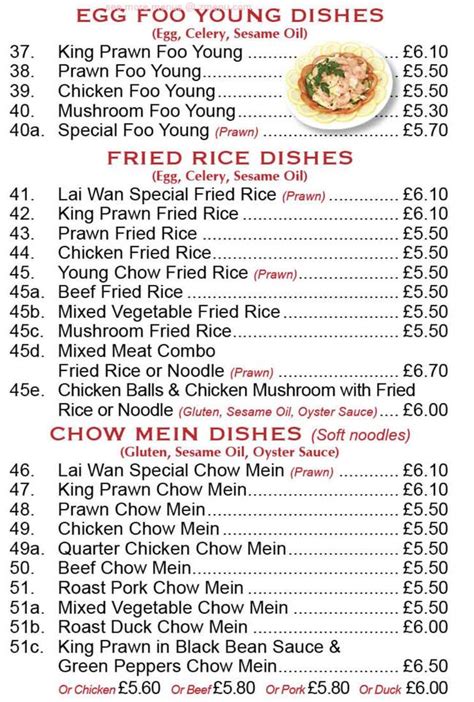 Online Menu Of New Lai Wan Restaurant Liskeard United Kingdom Pl14