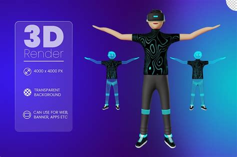 Premium Psd A Man With Metaverse Character 3d Illustration