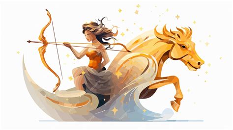 Sagittarius The Archer Zodiac Illustration Premium Ai Generated Vector