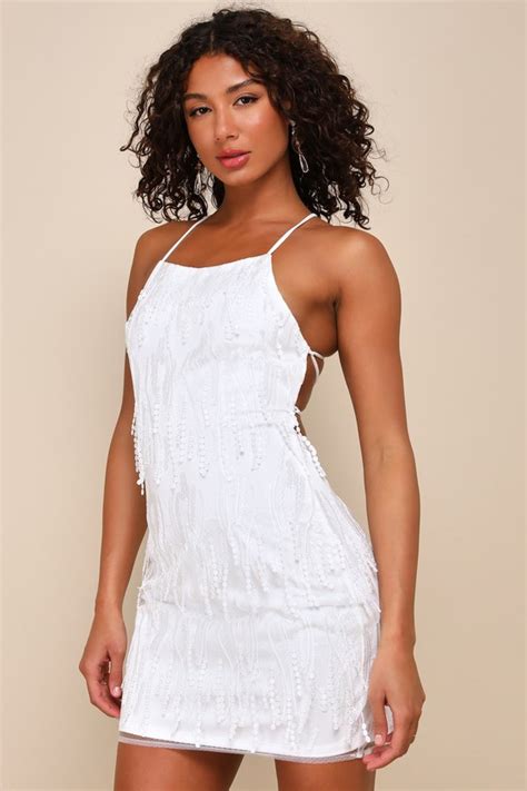 Cute Fringe Dress White Fringe Dress Fringe Mini Dress Lwd Lulus