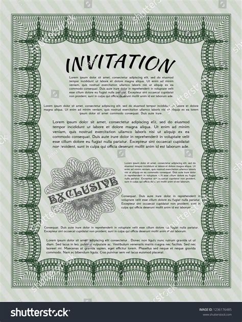 Green Invitation Template Complex Background Vector Stock Vector ...