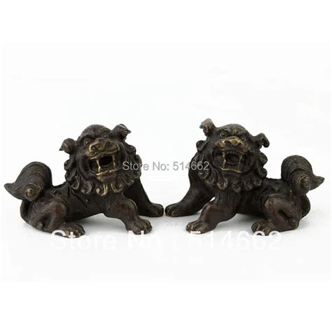 Feng Shui Brass Pair Of Lovely Lion Brass Lion In Statues And Sculptures From Home And Garden On