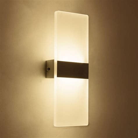 Contemporary Led Sconce Rectangular White Acrylic Lamp Shade Wall Light Fixture Ebay