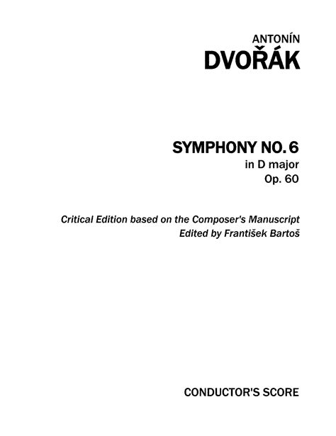 Symphony No6 Op60 Dvořák Antonín Imslp