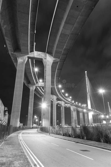 Elevated Highway and Bridge at Night Stock Image - Image of city ...