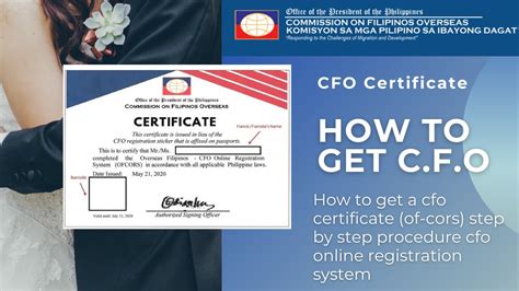 How To Get Cfo Certificate Commission On Filipinos Overseas Youtube