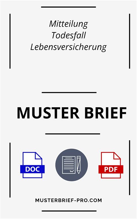 Musterbrief Mitteilung Todesfall Lebensversicherung