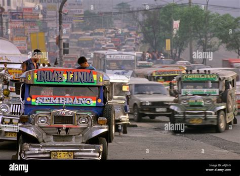 Jeepney Traffic Jam Edsa Manila Philippines Stock Photo Alamy