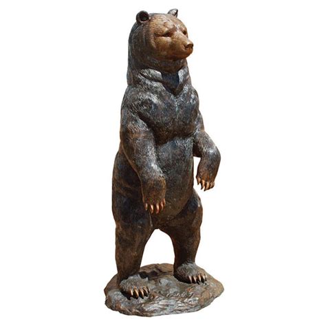 Standing Black Bear Cast Bronze Garden Statue