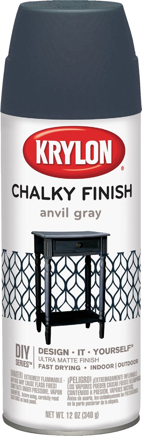 Krylon Krylon Chalky Finish Chalk Spray Paint 12 Oz Anvil Gray