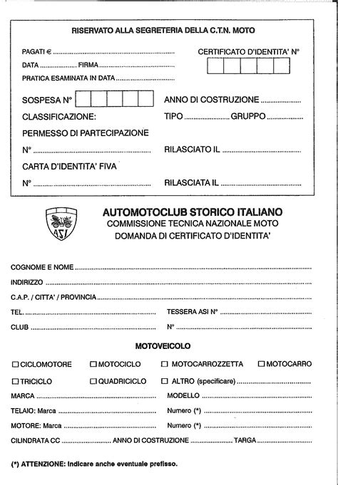 Certificazione Veicolo Ci Certificato Didentit Circolo Dell