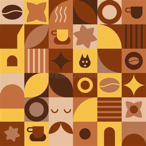 Geometry Coffee Seamless Pattern Geometric Minimalist Background With