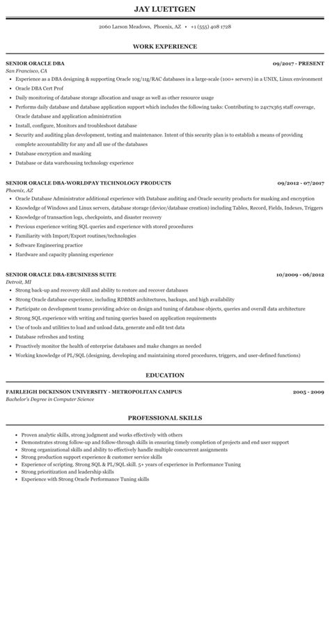 Oracle Dba Resume Sample