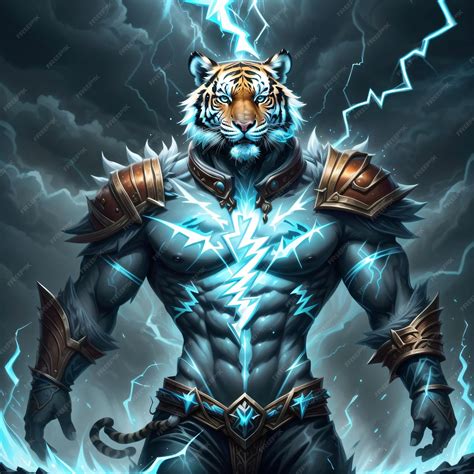 Premium AI Image | Lightning tiger man