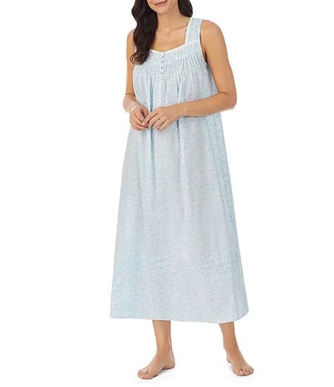 Eileen West Floral Print Cotton Lawn Square Neck Sleeveless Ballet Nightgown Coolsprings Galleria