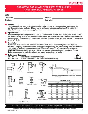 Fillable Online Submittal For Charlotte Pipe Service Cast Fax Email