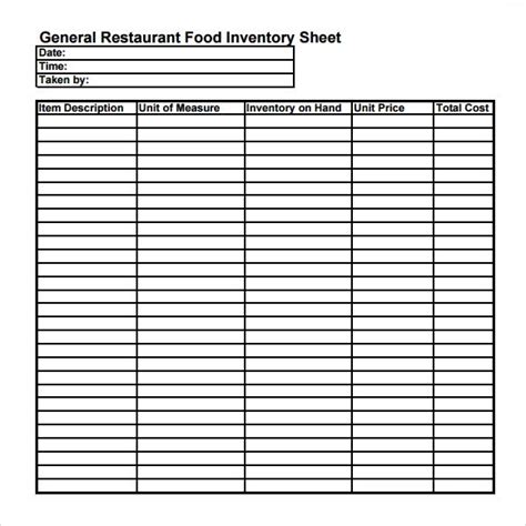 Blank Food Inventory Sheet Printable Printable Word Searches