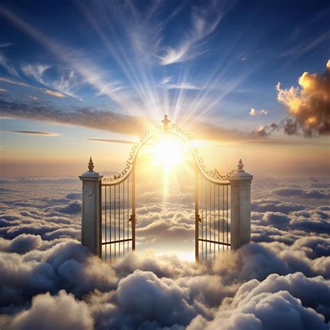 Premium Photo | Pearly Gates Landscape Pearly gates of heaven opening ...