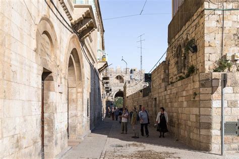 Rua De Derech Shaar HaArayot Que Conduz Aos Leões a Porta No Jerusalém