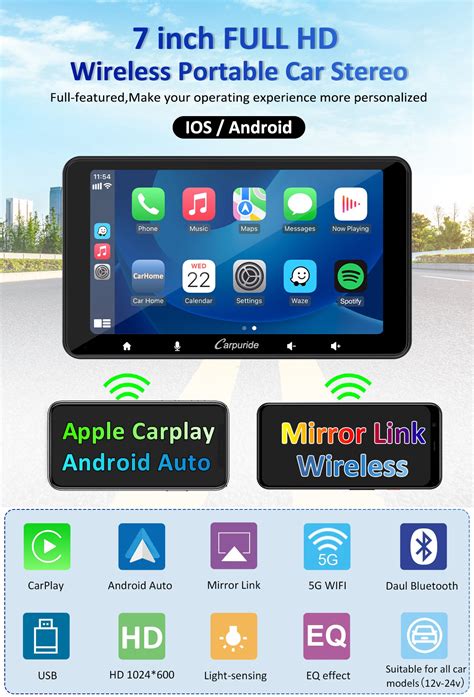 Carpuride W708 Pro Portable Smart Multimedia Dual Bluetooth Dashboard