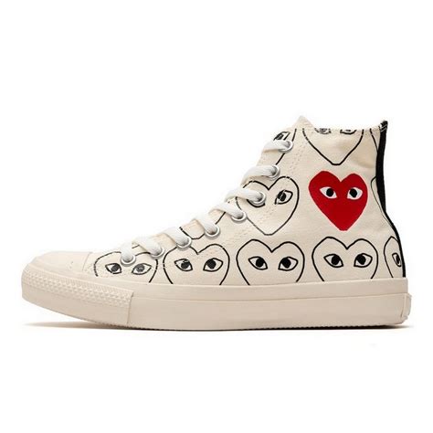 Converse Comme Des Garçons White Heart Print Limited Resell