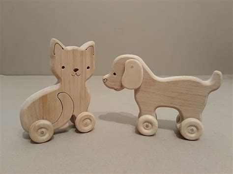 Toy wooden puppy and kitten on wheels | Handmade kids toys, Kids wooden toys, Toys