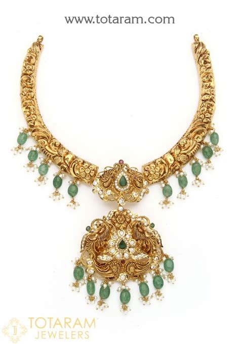 K Gold In Detachable Peacock Kante Necklace With Cz Ruby