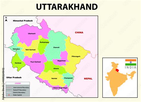 Uttarakhand map Stock Vector | Adobe Stock