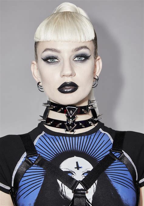 Widow Spiked Vegan Leather Double Choker Dolls Kill