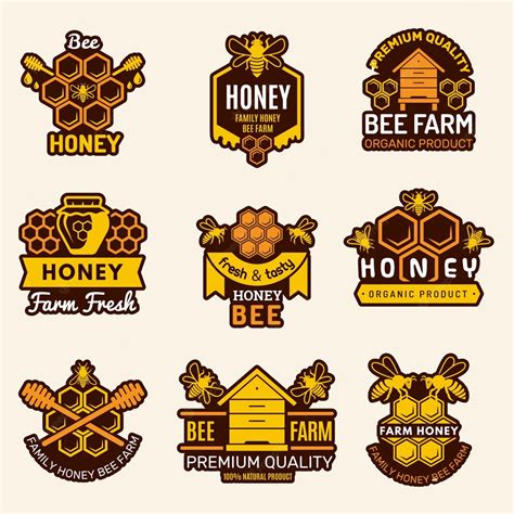 Premium Vector Honey Logo Apiary Badges Bee Signs For Organic