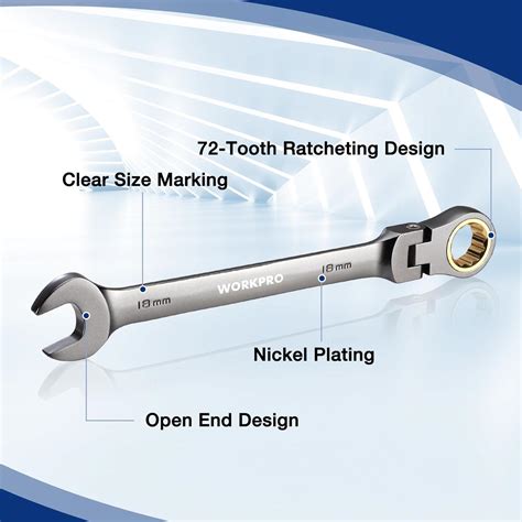 WORKPRO 22-Piece Ratcheting Combination Wrench Set, 72 Teeth, Combo